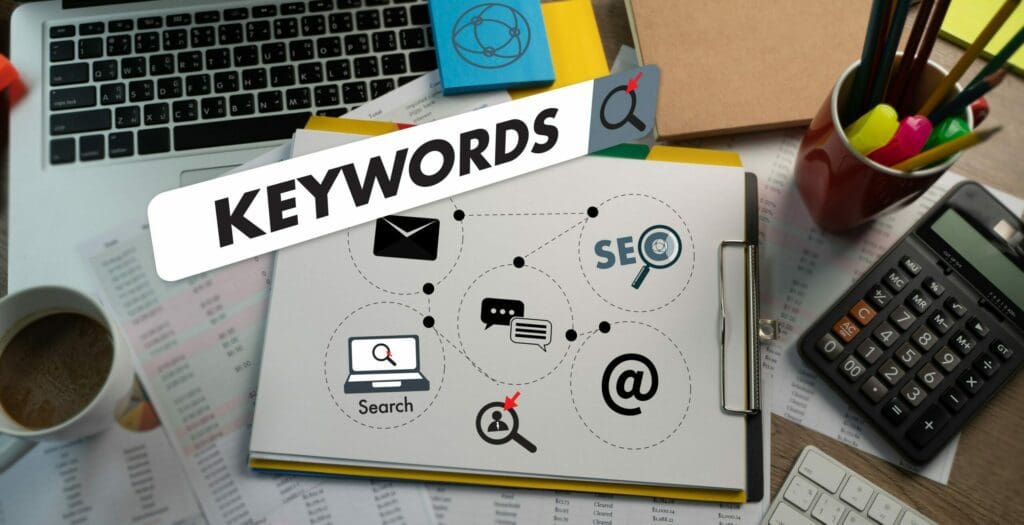 Keywords Research COMMUNICATION research, on-page optimization website tags search seo on computer