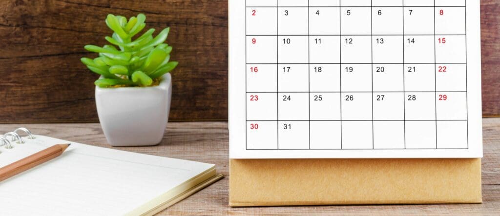 The January desk calendar 2022